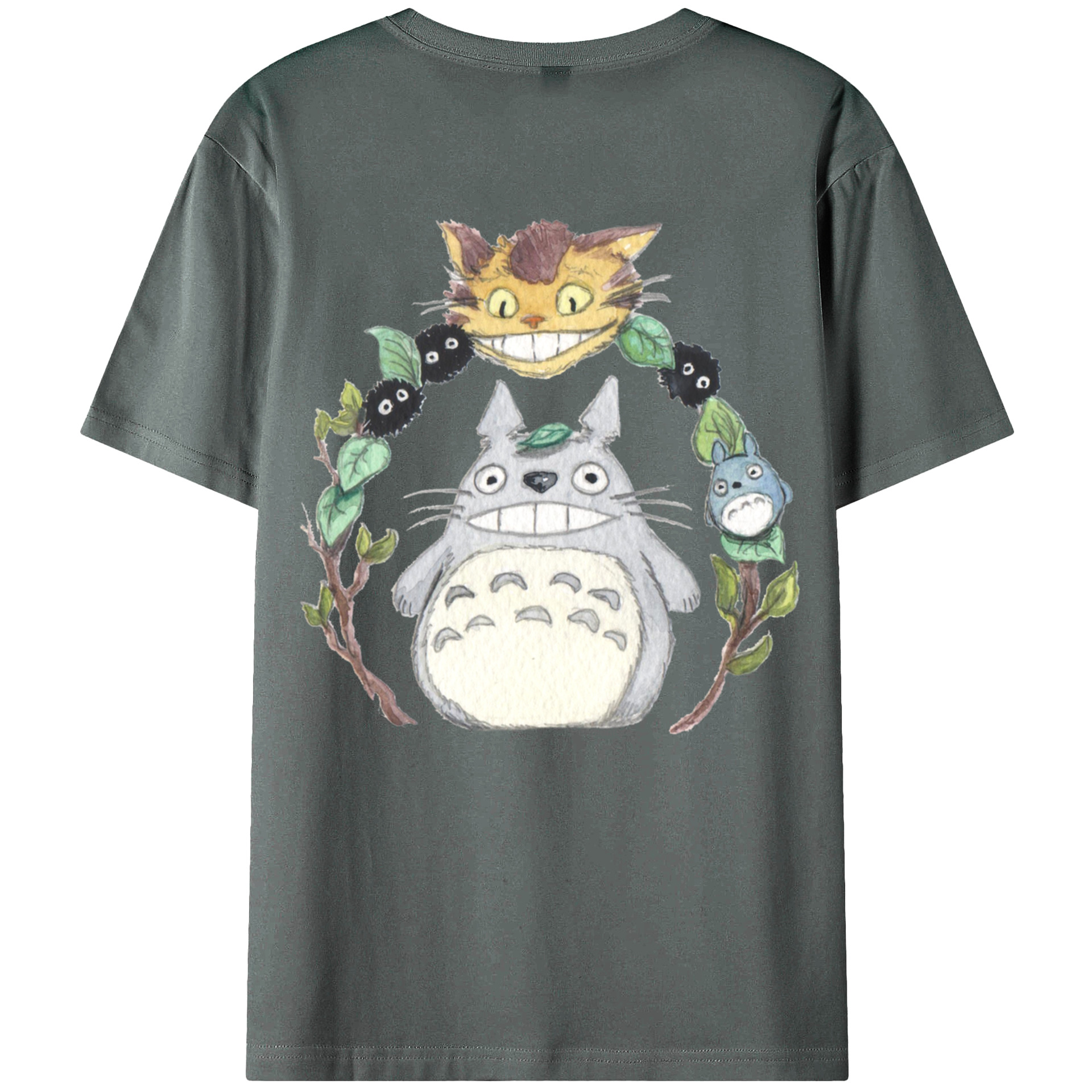 （画像用） となりのトトロ 草壁メイ 草壁サツキ My Neighbor Totoro Satsuki Kusakabe Mei Kusakabe 綿100％ メンズ半袖Tシャツ（バックプリント） 通気性
